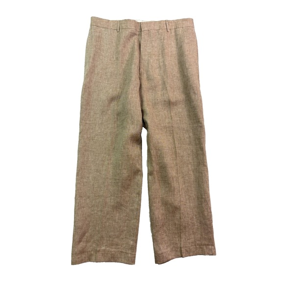NEW J Peterman Company 38x30 Tan Brown Herringbone 100% Linen Pants Chino Mens